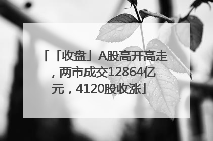 「收盘」A股高开高走，两市成交12864亿元，4120股收涨