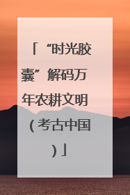 “时光胶囊”解码万年农耕文明（考古中国）