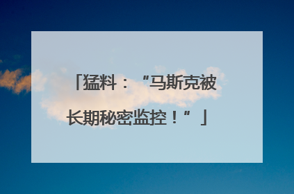 猛料：“马斯克被长期秘密监控！”