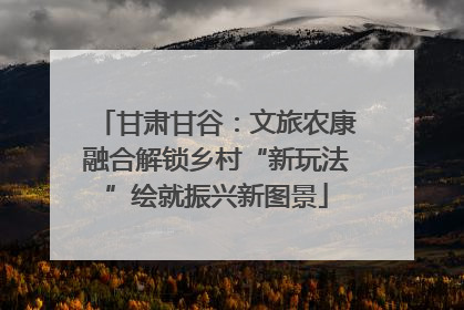 甘肃甘谷：文旅农康融合解锁乡村“新玩法”绘就振兴新图景
