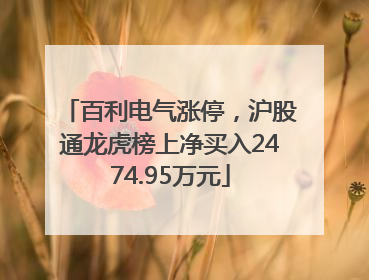 百利电气涨停，沪股通龙虎榜上净买入2474.95万元