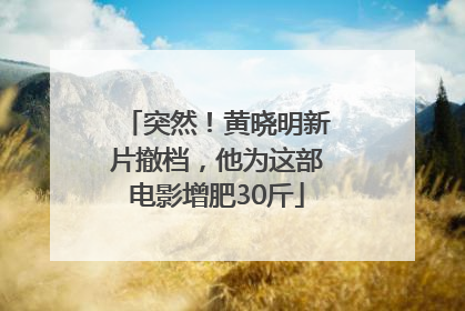 突然！黄晓明新片撤档，他为这部电影增肥30斤