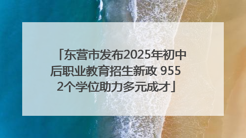 东营市发布2025年初中后职业教育招生新政 9552个学位助力多元成才