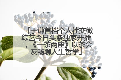 于谦首档个人社交微综艺今日头条独家开播，《一茶两座》以茶会友畅聊人生哲学