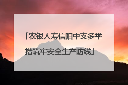 农银人寿信阳中支多举措筑牢安全生产防线