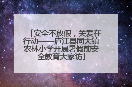 安全不放假，关爱在行动——庐江县同大镇农林小学开展暑假前安全教育大家访