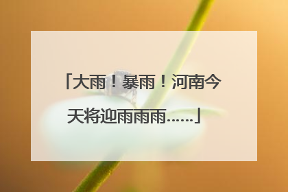 大雨！暴雨！河南今天将迎雨雨雨……