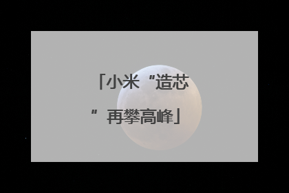小米“造芯”再攀高峰