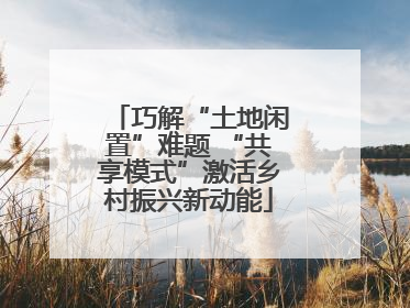 巧解“土地闲置”难题 “共享模式”激活乡村振兴新动能