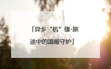 异乡“机”缘-旅途中的温暖守护
