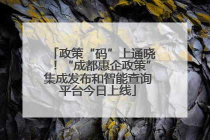 政策“码”上通晓！“成都惠企政策”集成发布和智能查询平台今日上线