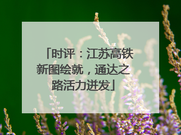 时评：江苏高铁新图绘就，通达之路活力迸发
