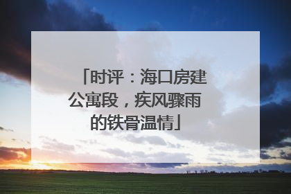 时评：海口房建公寓段，疾风骤雨的铁骨温情