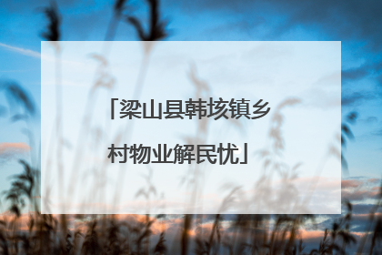 梁山县韩垓镇乡村物业解民忧