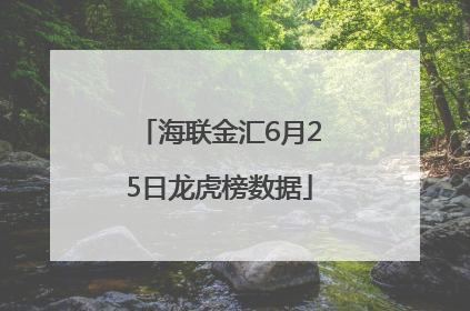 海联金汇6月25日龙虎榜数据