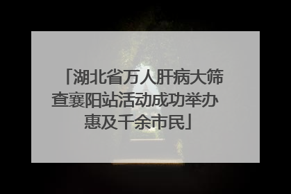 湖北省万人肝病大筛查襄阳站活动成功举办 惠及千余市民