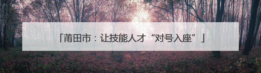 莆田市：让技能人才“对号入座”