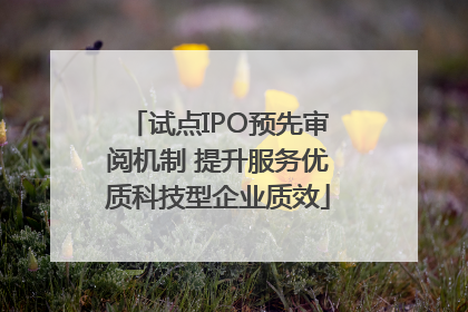 试点IPO预先审阅机制 提升服务优质科技型企业质效