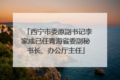 西宁市委原副书记李家成已任青海省委副秘书长、办公厅主任