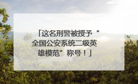 这名刑警被授予“全国公安系统二级英雄模范”称号！
