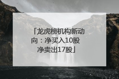 龙虎榜机构新动向：净买入10股 净卖出17股