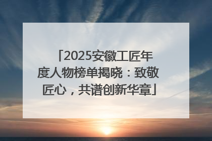 2025安徽工匠年度人物榜单揭晓：致敬匠心，共谱创新华章